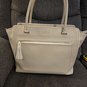Kate Spade Cream Leather Tote Bag
